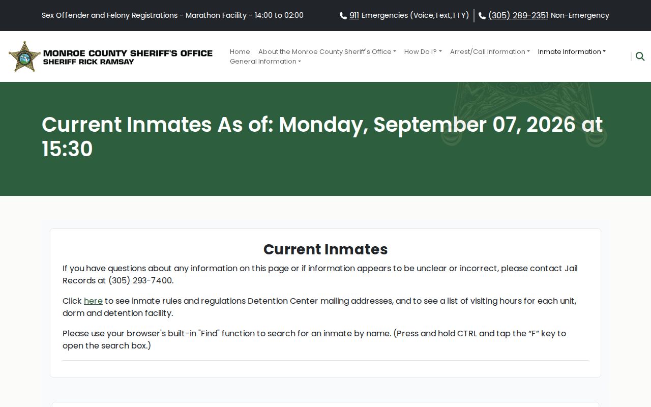 MCSO Current Inmates roster interface